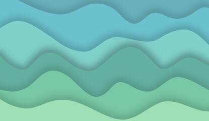 A beautiful wave layered digital artwork. Cozy artwork abstract illustrations. Green color digital prints for background and wallpaper. Seamless wiggle with shadow.
