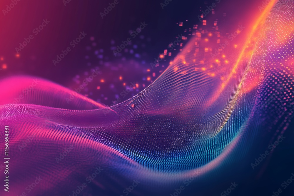 Canvas Prints a vibrant abstract digital wave with dynamic light effects, showcasing a futuristic and colorful des