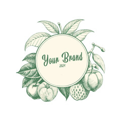 vintage illustration hand drawn fruit logo