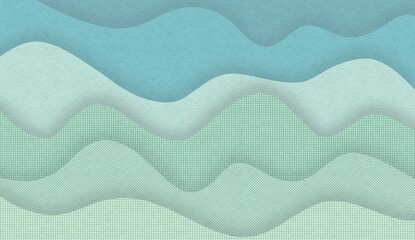 Wave layered digital artwork. Cozy artwork abstract illustrations. Green color digital prints for background and wallpaper. Seamless wiggle with shadow