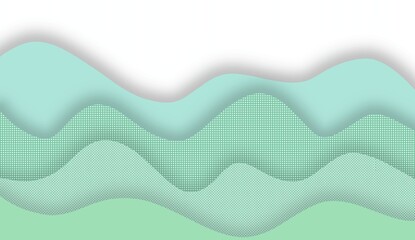 Wave layered digital artwork. Cozy artwork abstract illustrations. Green color digital prints for background and wallpaper. Seamless wiggle with shadow. Forest landscape illustrations