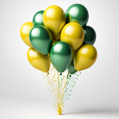 green and yellow balloons on a white background
