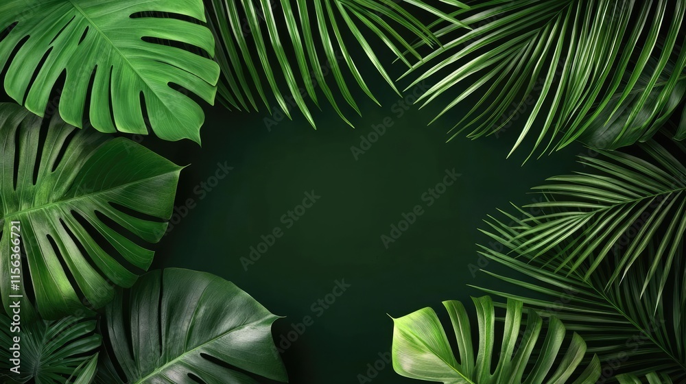 Aufkleber greenery palms idea. vibrant green leaves create a natural frame for your creative projects.