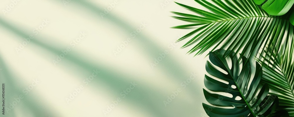 Aufkleber greenery palms idea. vibrant green leaves create a serene background for nature-themed designs.