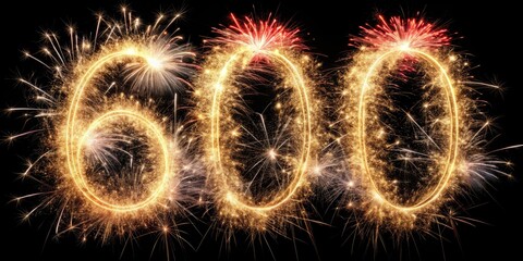 Sparkling Number 60: Drone Shot Anniversary Celebration Fireworks PNG