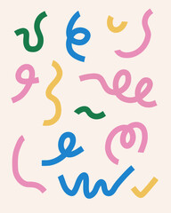 Hand drawn abstract organic shape brush . Decorative doodle pattern. Line art shape design elements