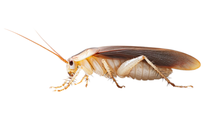 Cockroach full length standing sideways, white background