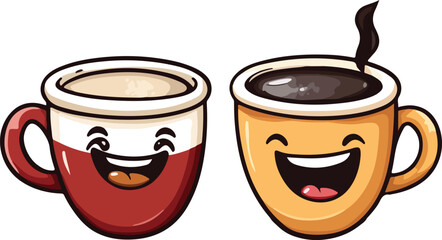 Obraz premium Coffee and tea Mascot style vector on white background