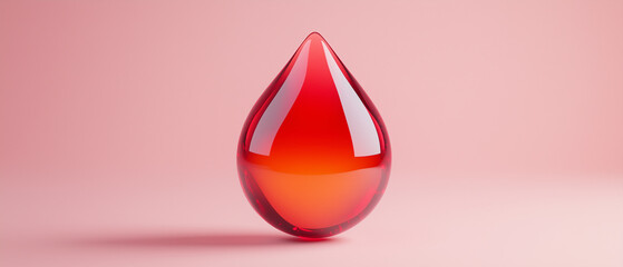 Obraz premium Red Glass Drop on Pink Background.