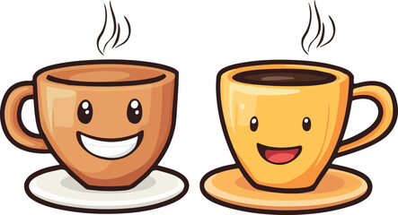 Obraz premium Coffee and tea Mascot style vector on white background