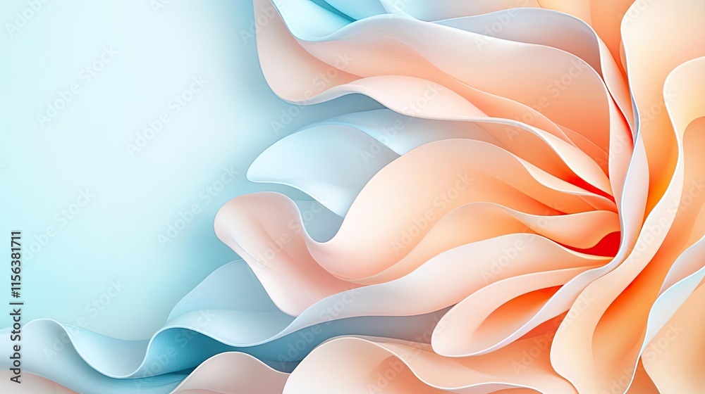 Aufkleber pastel floral concept. soft pastel waves and shapes create a serene and elegant abstract background.