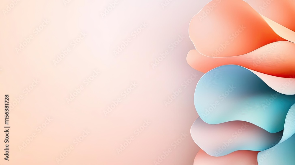 Poster Pastel floral concept. Abstract waves of color create a soft and modern background for versatility.