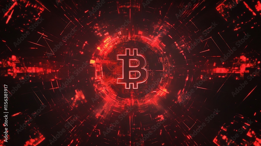 Poster futuristic abstract background with blockchain and bitcoin theme