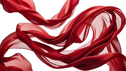 Flying red silk textile fabric flag background Smooth elegant red white background
