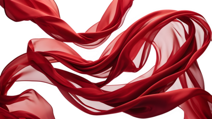 Flying red silk textile fabric flag background Smooth elegant red white background