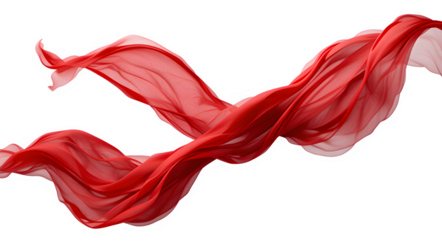 Flying red silk textile fabric flag background Smooth elegant red white background