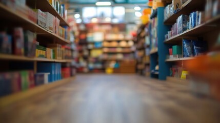 Fototapeta premium Abstract Interior of a Store Office with Defocused Shelves Display