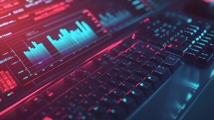 Obraz premium Business Financial Analysis with Graphs and Charts in Digital Display