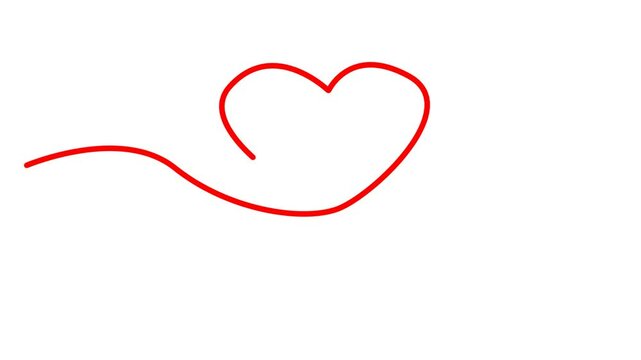 Freehand drawing of simple animation of single continuous drawing of one heart line. black lines on a white background.