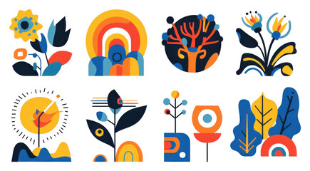 Obraz premium Vibrant nature illustrations featuring colorful plants and flowers digital art abstract style creative environment aesthetic viewpoint