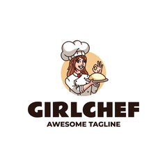 Girl Chef Simple Mascot Logo