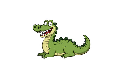 crocodile cartoon, crocodile on white background, happy crocodile, playful crocodile