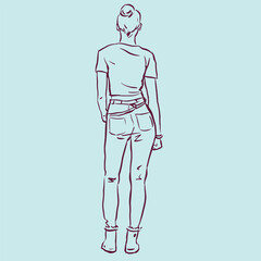 rear of a model vector for illustration card decoration