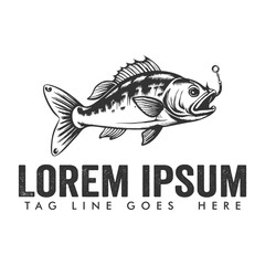 fish logo hand drawn illustration