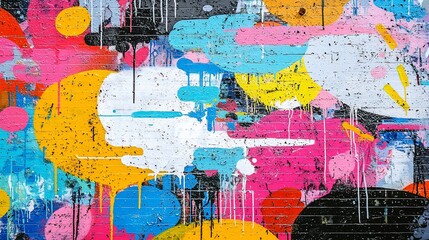 Obraz premium Colorful abstract graffiti art on a brick wall.