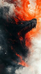 Naklejka premium Fiery Wolf Head Digital Art