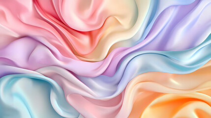 Obraz premium Elegant flow of colorful silks in soft pastel shades. Silken. Illustration