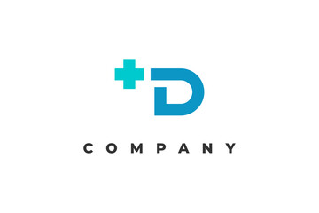 Obraz premium letter d plus and medical minimal modern logo