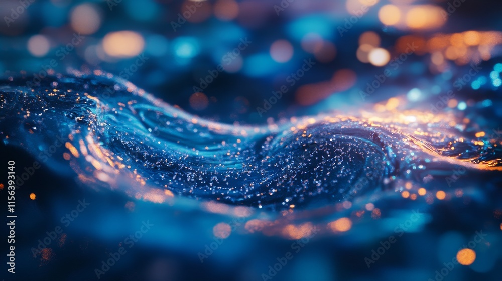 Canvas Prints a blue wave with a lot of sparkles in it. the sparkles are scattered all over the wave, giving it a 