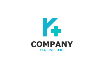 letter k and plus medical minimal logo