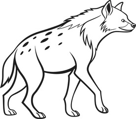 Hyena outline vector and straightforward illustration line art design on a white background.