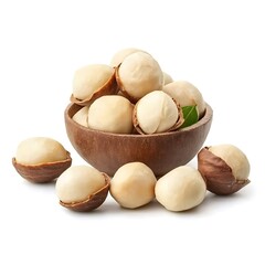 Macadamia Nuts Isolated on White Background
