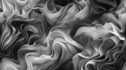 Obraz premium Abstract black and white swirling patterns, evoking fluidity and motion.
