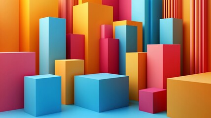 Obraz premium Abstract colorful 3D geometric shapes background.