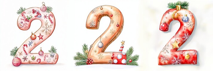 Obraz premium watercolor illustration of the letter typography minimalist. Colorful decorated numbers 