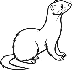 Ferret outline vector and straightforward illustration line art design on a white background.