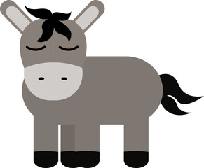 Cartoon Illustration of a Cute Donkey