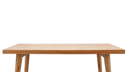 A wooden table isolated on transparent background with space for product display, Cut out, PNG