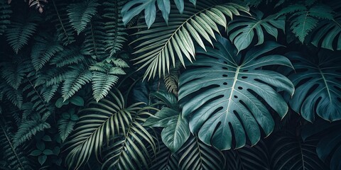Fototapeta premium Tropical leaves background with beautiful colors