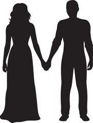 Lovers couple holding hands silhouette isolated. vector illustration on a white background