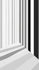 Obraz premium Minimalist black and white vertical stripes create a striking abstract pattern with geometric shadows.