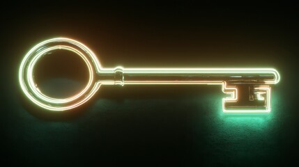 A glowing neon key against a dark background, symbolizing access, secrets, or unlocking potential.