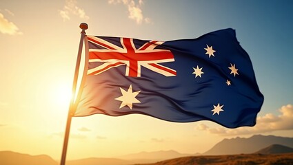 Australian Flag at Sunset: A Symbol of Pride and Patriotism