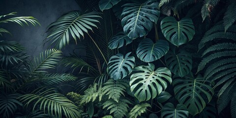 Tropical leaves background with beautiful colors