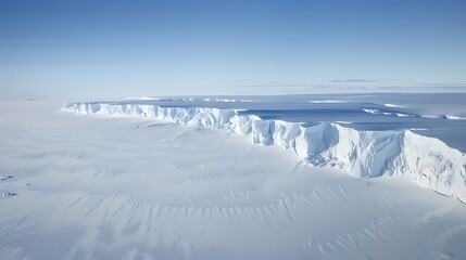 Fototapeta premium Glaciers are massive, slow-moving rivers of ice that form over centuries from the accumulation and compaction of snow in regions where snowfall exceeds melting. These dynamic natural formations are 