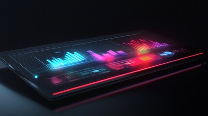 Holographic Financial Data Display with Graphs and Visual Elements